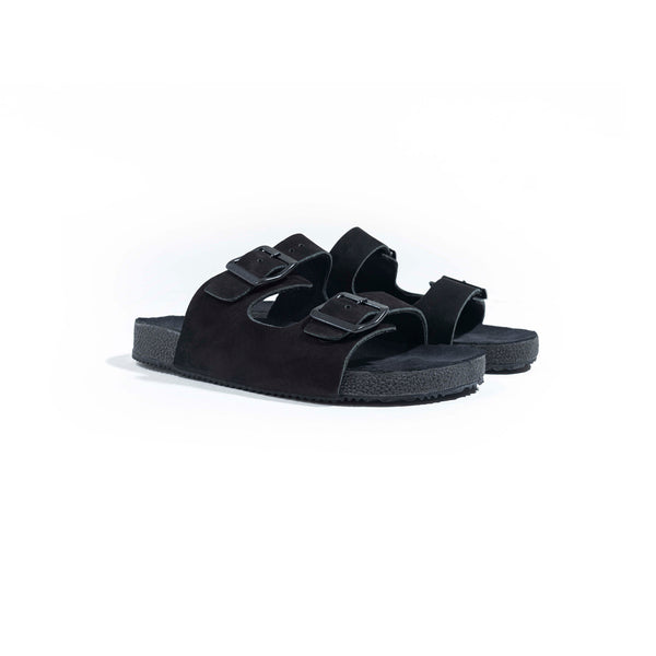 Sandalia Masculina Casual Couro Preta Santorini