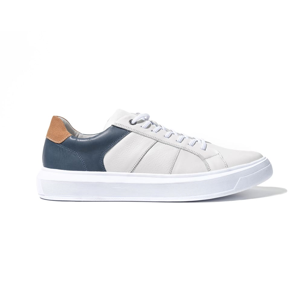 Tênis Masculino Casual Couro Tabapuã Branco e Azul 2